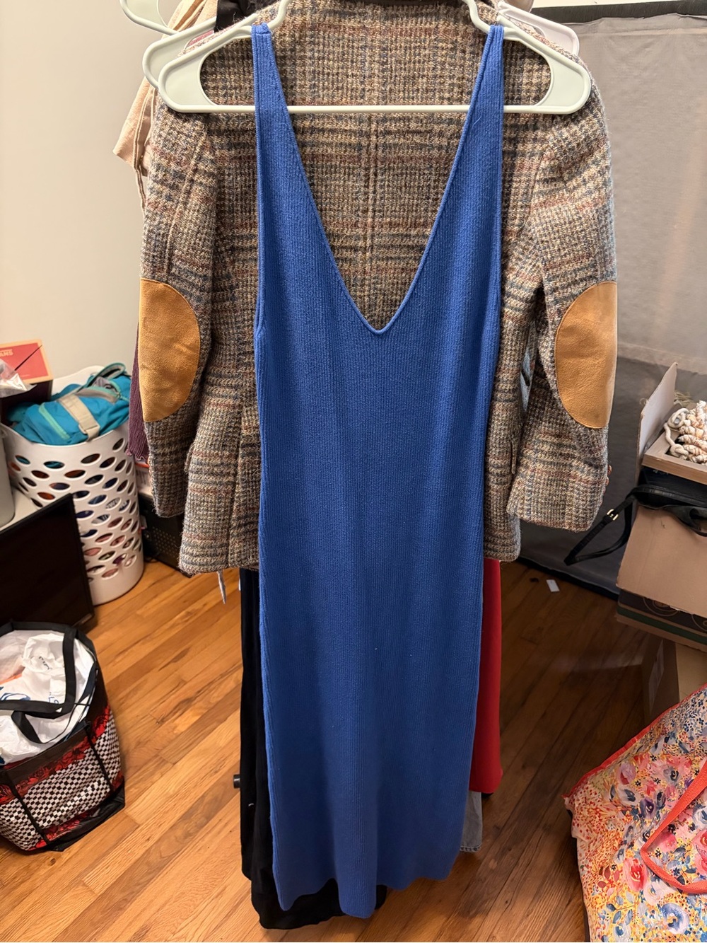 FP Beach Sculpted V-Neck Maxi Dress in Blue